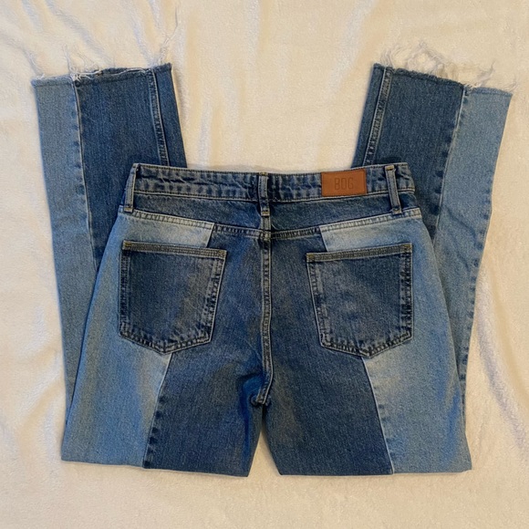 BDG Jeans Straight Leg Two-Tone Blue Color Block Size 27 X27.5 Jessye Button Fly - Picture 1 of 11
